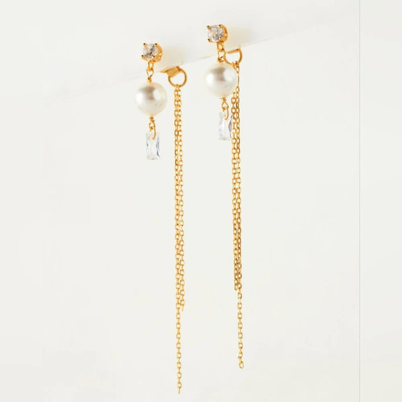 Anthropologie, Pearl and Crystal Chain Drop Earrings - NWT! - Picture 3 of 8